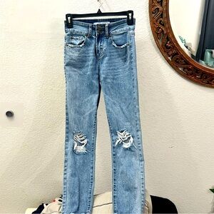High rise distressed jeans